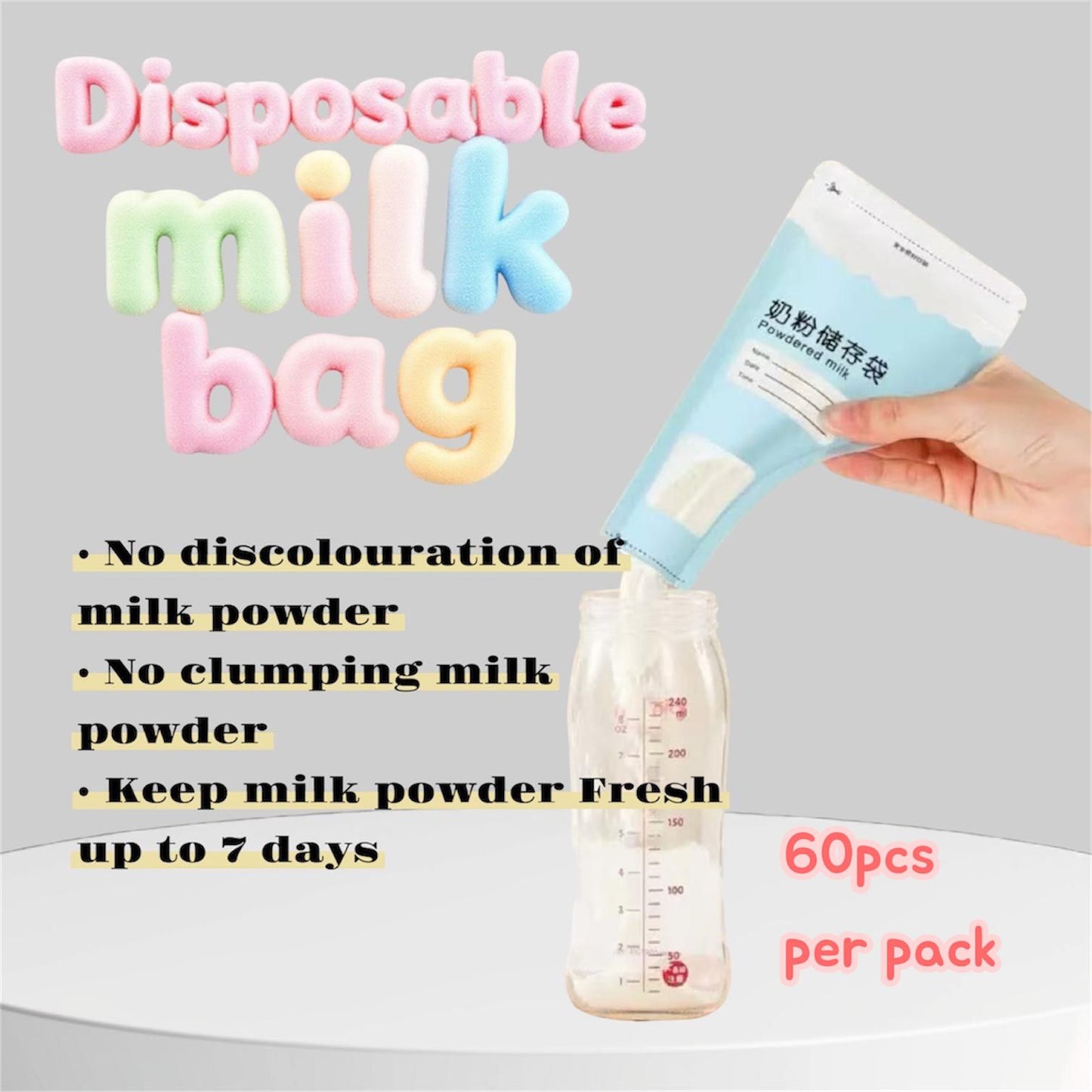 60 Pcs Disposable Milk Powder Bag