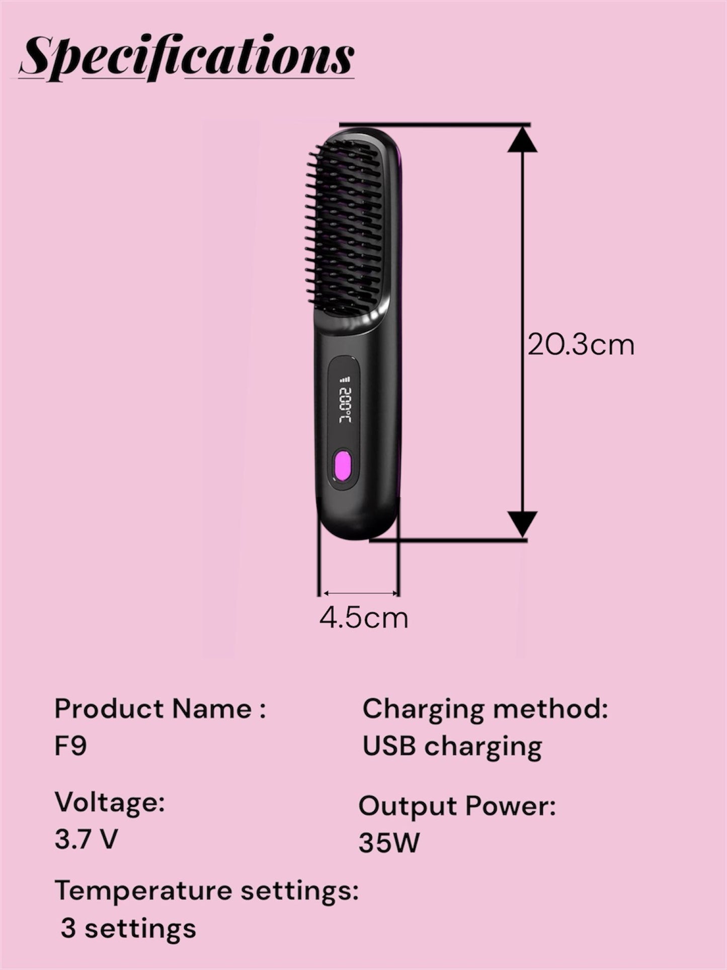 Cordless Hair Straightening Comb