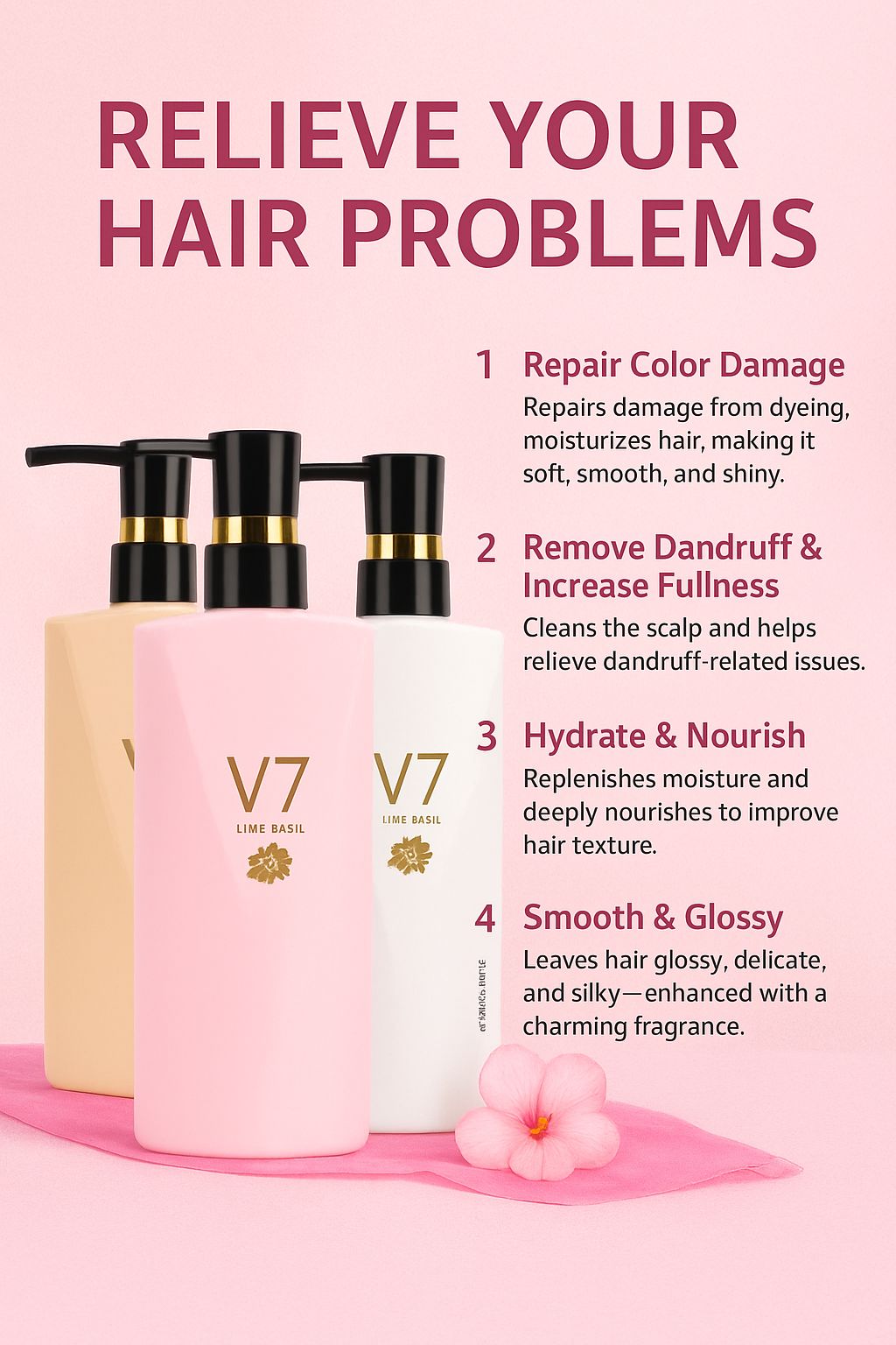 Hanboli V7 Series Fragrance Shampoo, Hair Conditional, Shower Gel