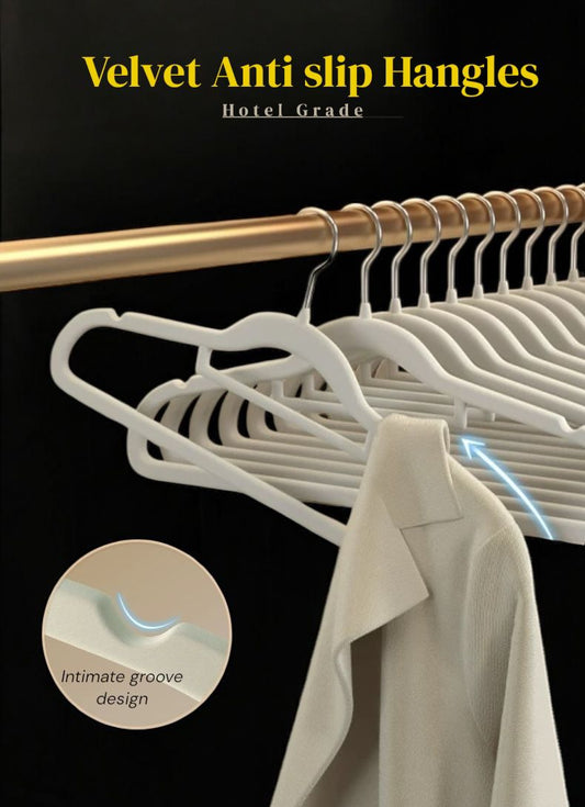 10 Pcs Premium Velvet Anti Slip Hotel Grade Hangers