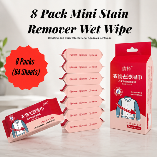 Mini Stain Remover Wet Wipe (8 Packs)