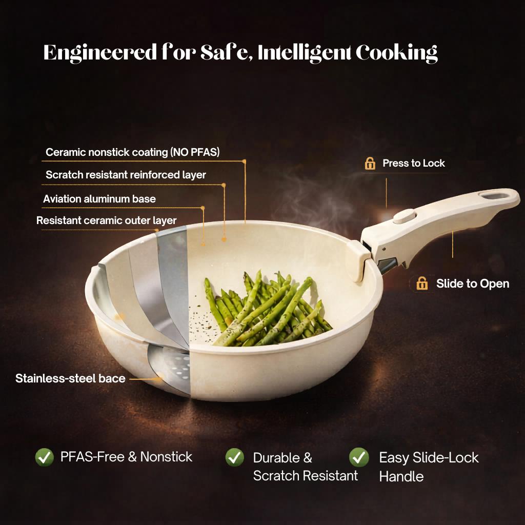 17pcs Ceramic Non-Stick Cookware Set