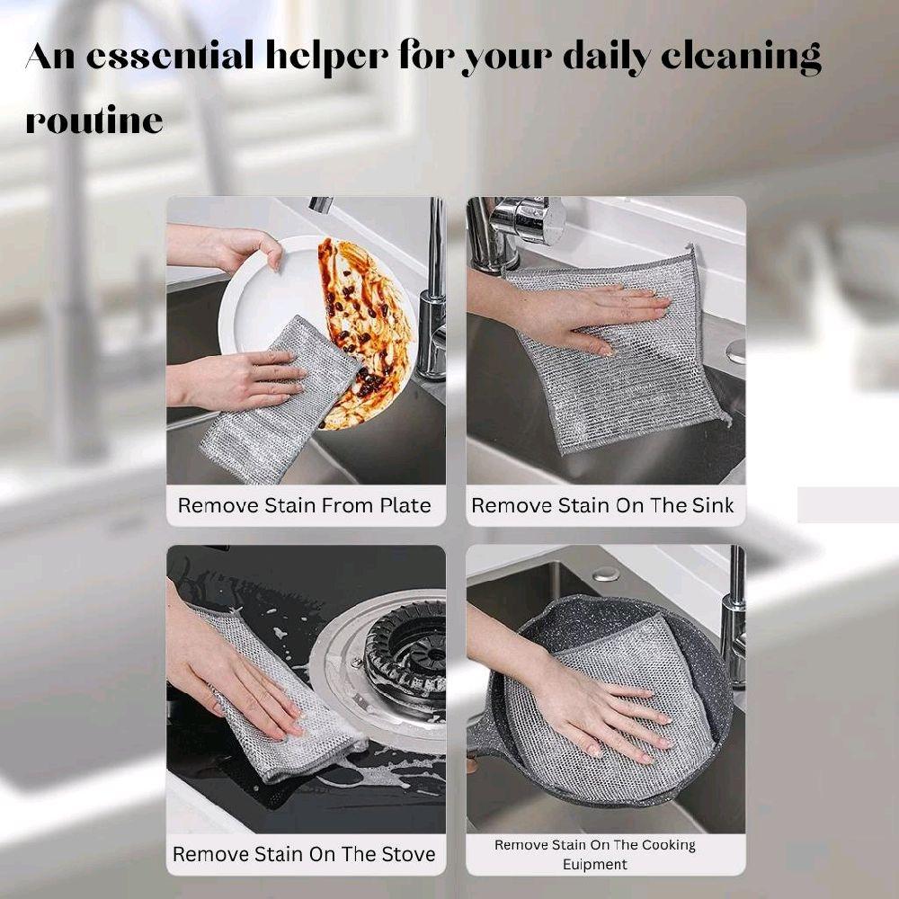 Double Layer Steel Mesh Dishcloths - 5 Pieces